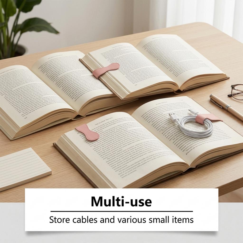 Retro Magnetic Leather Bookmark, Double-ended Positioning Leather Magnetic Bookmark, Bookmark Accessory