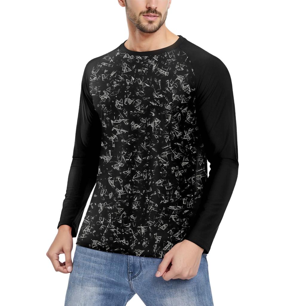 Men's Fashion Printed Raglan Long Sleeve Sports Top