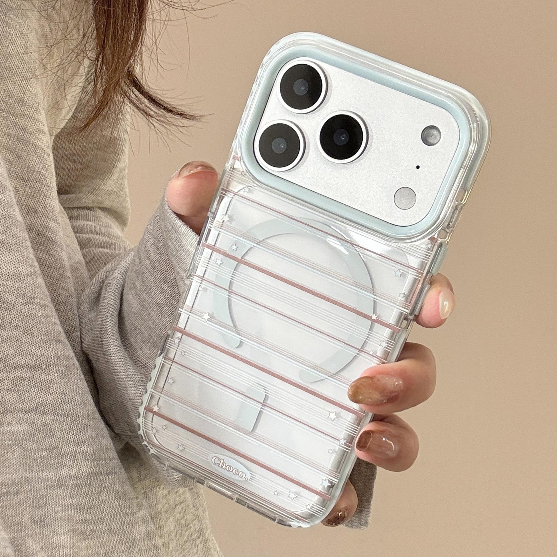 

Love Magnetic Holder for Apple 17 Promax Phone Case 15 Blue Brown Bow for IPhone 16 Korean 13 Soft 11 6.1