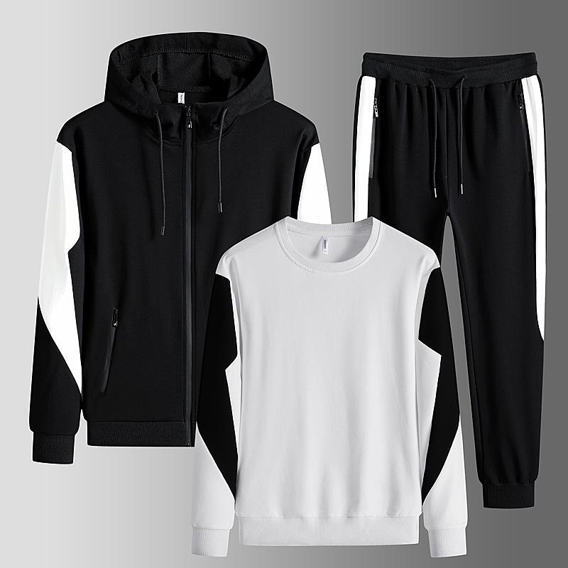 Pánské podzimní mikiny Soupravy Mikina s kapucí O Neck + Cardigan Mikiny+Dlouhé kalhoty Sady 3 ks Pánské tepláky Sportovní oblečení