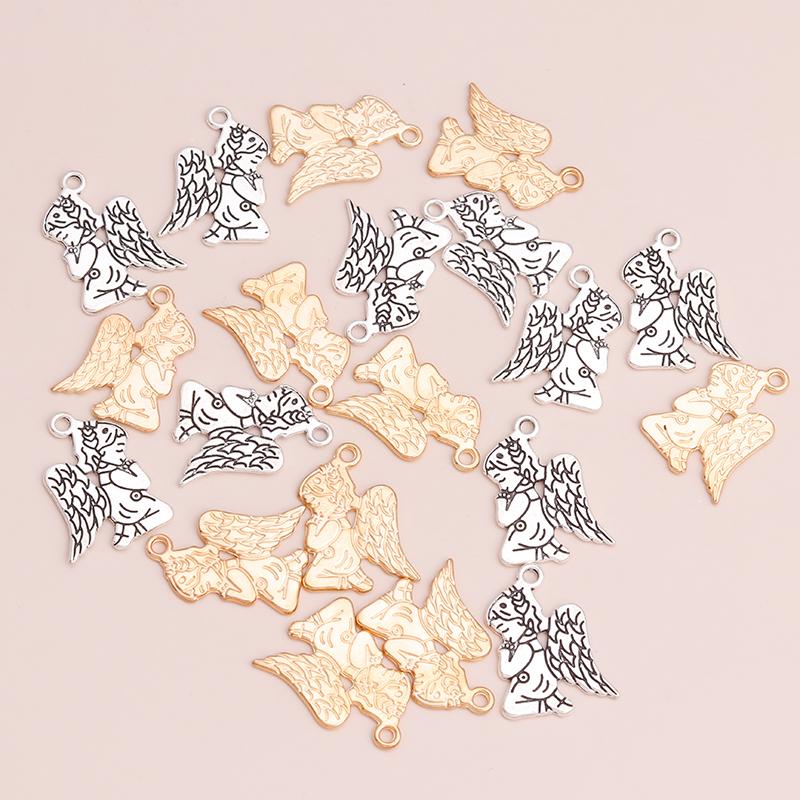20pcs 25x17mm Metal Alloy Wings Cupid Angel Pendants Charms for DIY Bracelets Necklaces Handmade Finding CLE