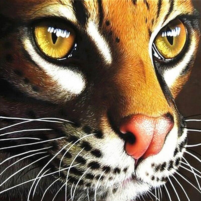 New 5D DIY Diamond Painting Tiger Diamond Embroidery Animal Cross Stitch Full Round Drill Crafts Home Decor Manual Gift
