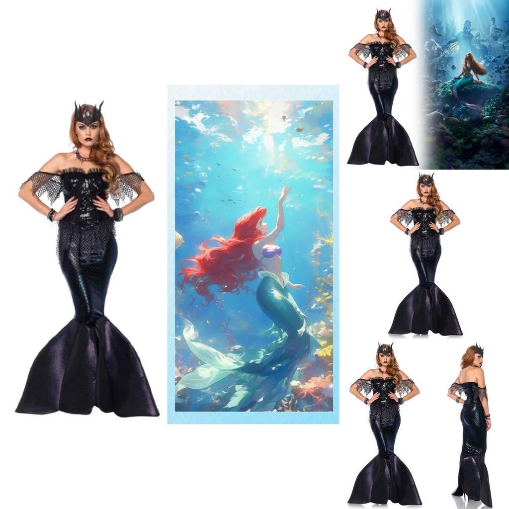 Heißes Filmthema Meerjungfrauen-Prinzessinnenkostüm Langes Kleid für Bühnenauftritt und Rollenspiel