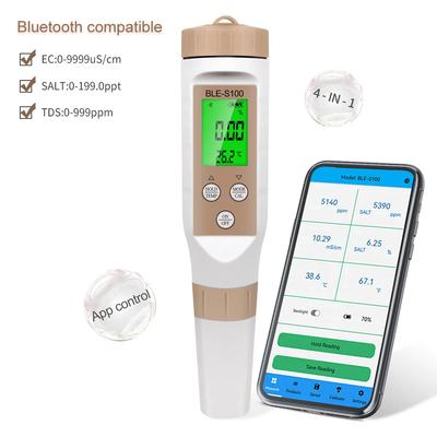 4 In 1 Blue-Tooth EC TDS TEMP Salinity Meter Salt Tester for Aquarium Aquaculture Water Meter Tool APP Online Monitor
