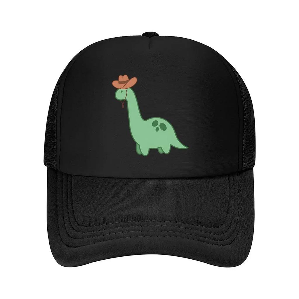 Little Green Cowboy Dinosaur Sticker Mesh Baseball Cap