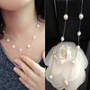 Necklace Single Layer Adjustable Alloy Women Faux Pearl Clavicle Chain for Wedding
