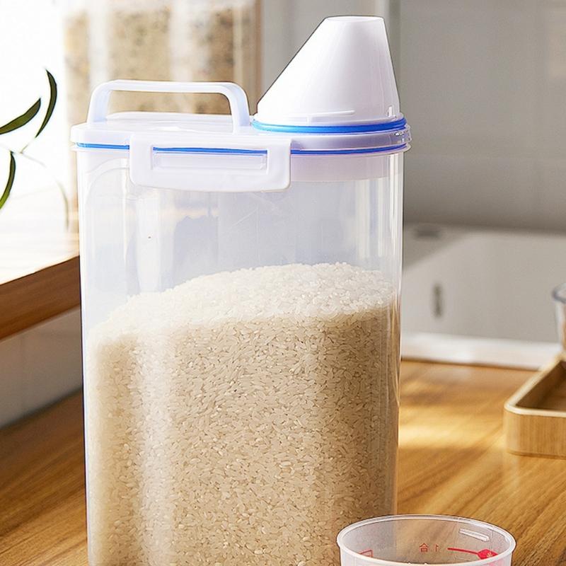 Durable Kitchen Rice Storage Bucket with Airtight Design to Prevent Moisture Clear View Panel for Content Visibility Ergonomic Carry Handle for