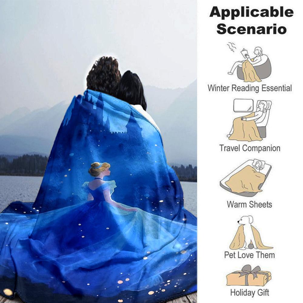1pc castle blue blanket Lightweight Flannel Throw for Sofa Bed Travel Camping Livingroom Office Couch Chair