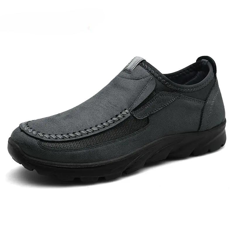 

2025 Новые мужские походные ботинки Уличные походные кожаные кроссовки Zapatos Casuales Hombres Мужская кожаная обувь 39 серый