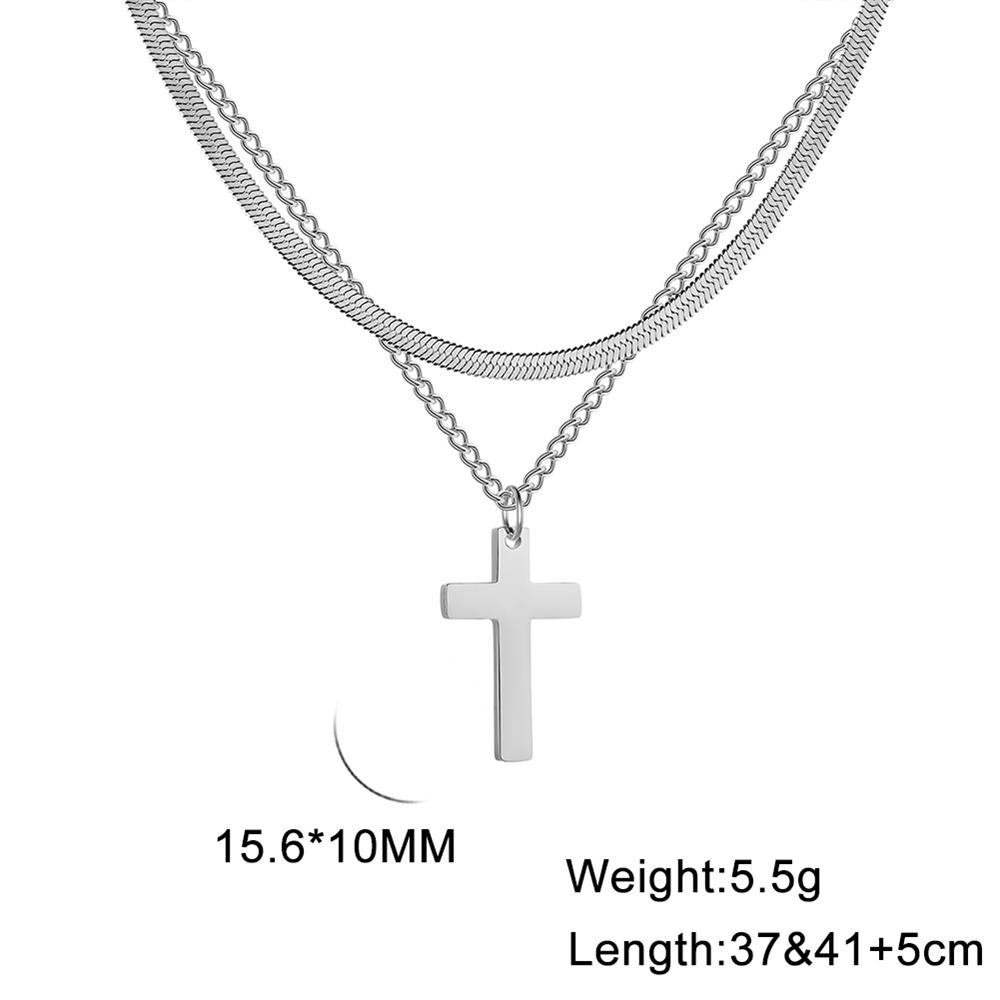 Cazador Jesus Religious Jewelry Double Cross Choker Necklaces Stainless Steel Gold Color Chain Necklaces for Women Girls 2026