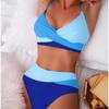 2025 New Cross-border Swimsuit European and American Sexy Solid Color Split Swimsuit Color Matching Contrasting Bikini Bikini Swimsuit