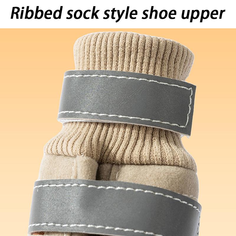 Winter Warme Hundeschuhe Anti-Rutsch Golden Retriever Bulldogge Schuhe Groß Outdoor Lichter Nacht Welpen Stiefel Samt Doppelten Schnallen