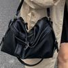 Women's Korean Style Retro Tote Bag - High-End Fashion, Versatile Large Capacity, Single Shoulder or Crossbody Use.