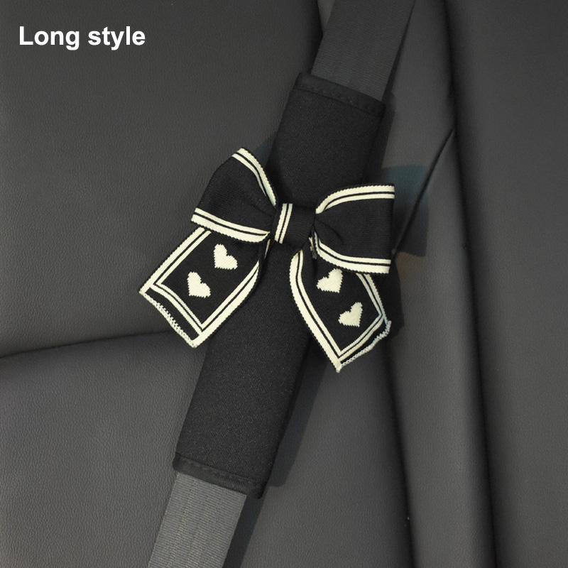 Fashion Lover Bow Ice Silk Car Seat Belt Cover For Neck Protection Universal Auto Seat shoulder Pads Strap Harness Cushion