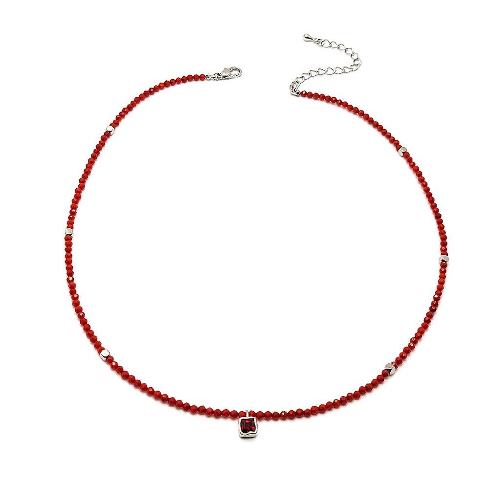 Slim Gemstone Coral Necklace