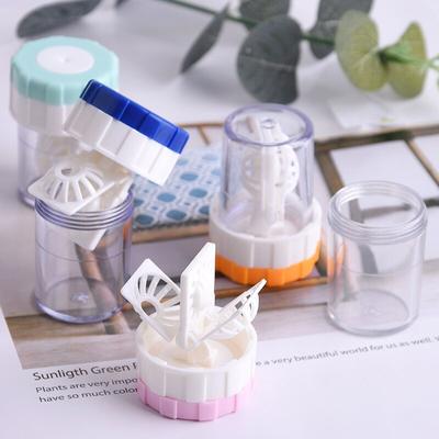 Women Mini Manual Rotation Type Contact Lens Cleaner Case Box Contact Lenses Cleaning Tools Plastic Container Storage Holder