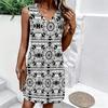 Plus Size V Neck Sleeveless Deep Mountain Bamboo Forest Stream Print For Summer Zen Outfit
