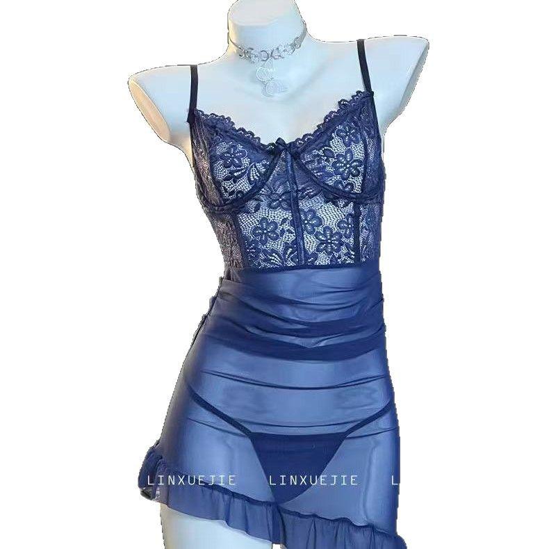 Seductive Lace Bodycon Dress & Lingerie Set with Underwire for Small Busts, Sleepwear 129