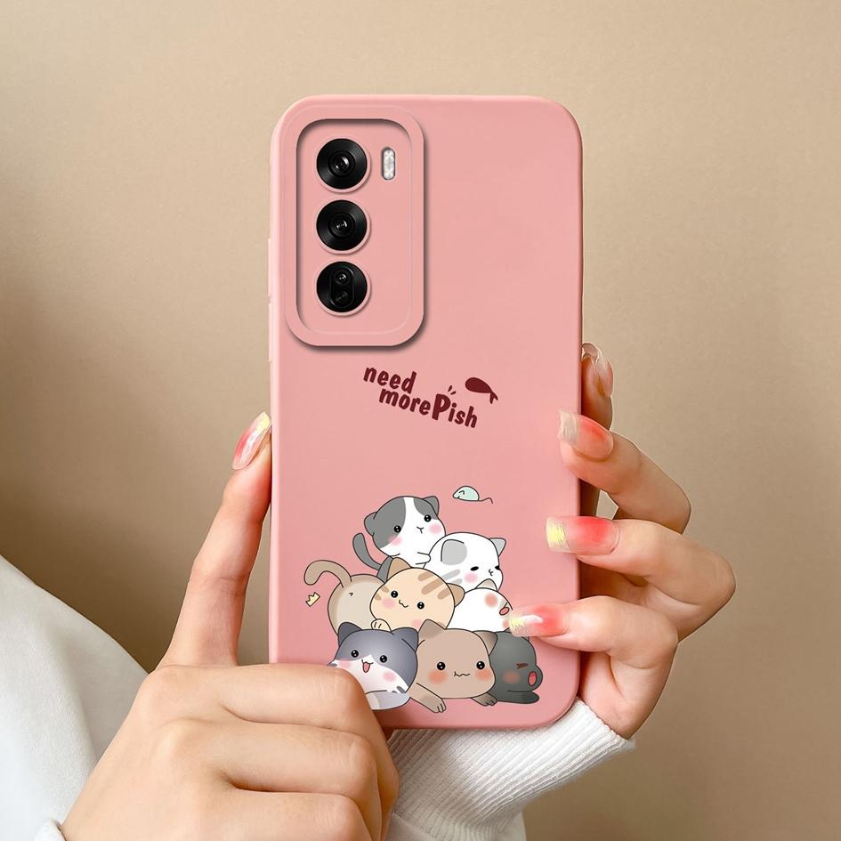 Silikonový kryt pro Oppo Realme C63 C61 Narzo N63 Reno12 Pro F 5G s kresleným vzorem kočky a sovy, odolný proti pádu, měkký silikonový chránič obrazovky pro telefon, pouzdro pro OPPO