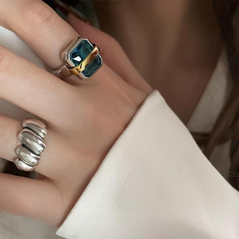 Adjustable Opening Ring For Girls Women,Fashion Ring Popular Jewelry Blue Copper-Color For Party Dress Nice Birthday Gift