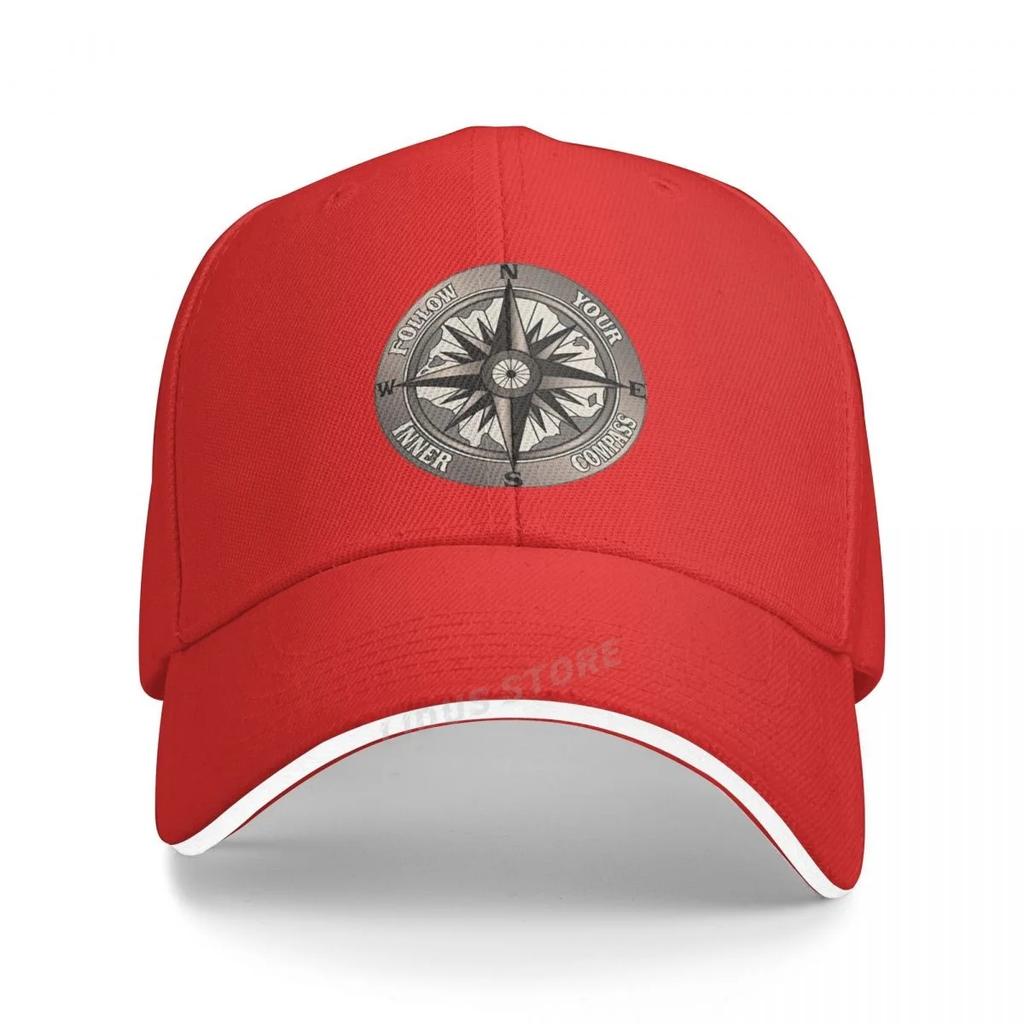 Baseballkappe mit Aufdruck „Follow Your Inner Compass“, modisch, für den Sommer, für Herren und Damen, verstellbar, mit Kompass