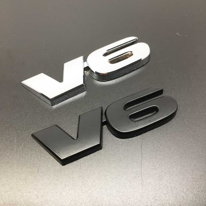 Car Styling 3D Metal V6 Logo Car Sticker Emblem Badge V6 Sticker for Nissan Toyota Honda Ford Chevrolet Dodge