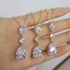 ZAKOL Brand Classic Aesthetic Water Drop CZ Pendant Necklace Shiny Geometric Crystal Wedding Party Zircon for Women Wholesale