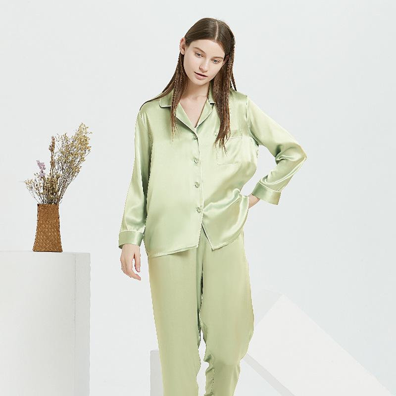 Butterfly Embroidery Silk Pajama Set - Women's Mulberry Silk Two-Piece for Spring/Summer