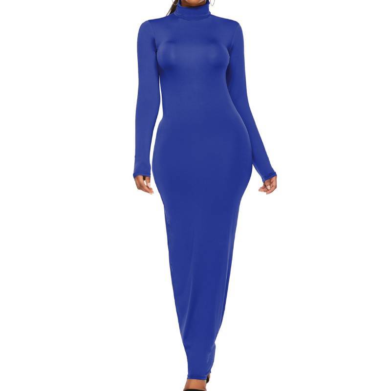 Long Sleeve Stretch Polyester Elegant Bodycon Dress For Office Women