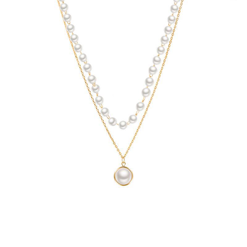 Retro Double-Layer Pearl Choker Necklace - Trendy Clavicle Chain