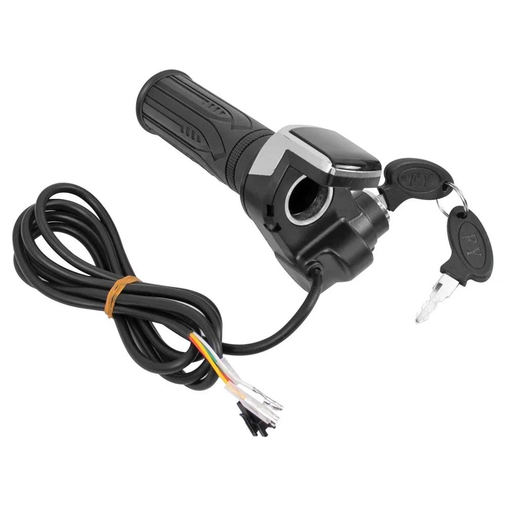 36V 48V 60V Electric Bicycle Throttle Grip E-bike Handlebar with Lock Ebike Scooter Accelerator Power Indicator Key LED Display Throttles 2