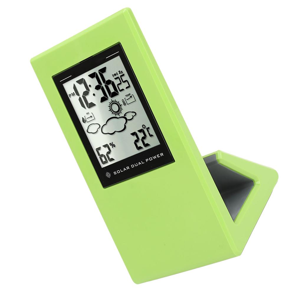 Wther Forcast Clock Solar Battery Powered LCD Display Timing Digital Temperature Humidity Meter for Home School