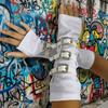 Polyester Punk Arm Sleeves White Metal Buckles Dark Gothic Arm Covers Lightweight Nonstretch Fabric Half-arm Sleeve Gloves Dance