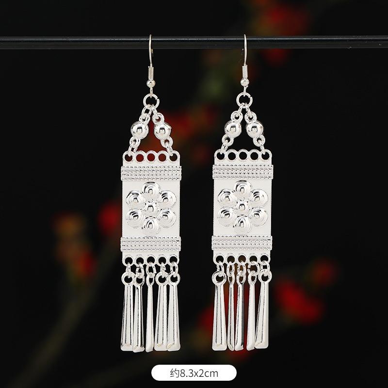 Miao Yin earrings retro exotic niche design long fringed earrings medium earrings women