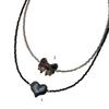 Stylish Bowknot/Heart Pendant Necklace Handmade Beaded Neckchain Bows Ornaments