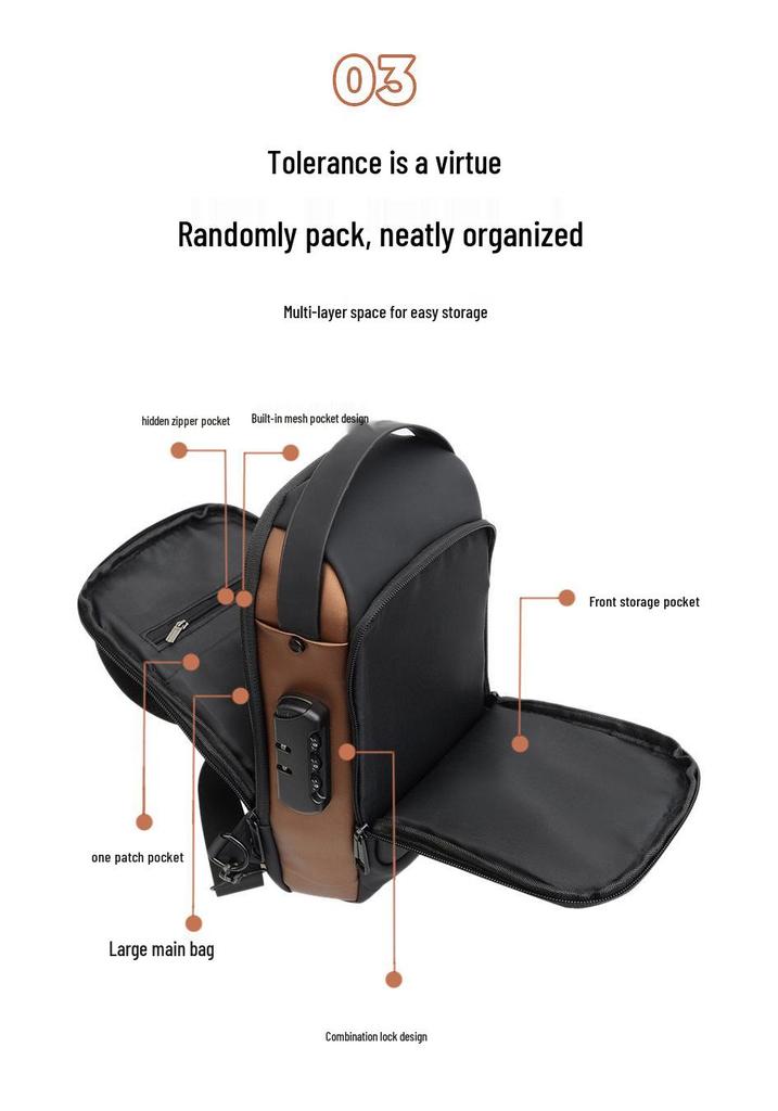 Men's Anti-Theft Crossbody Bag with Password Lock for Cycling, Running, and Travel
