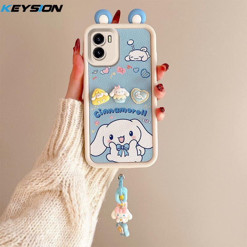 

KEYSION Милый чехол с 3D-мультяшным изображением уха для VIVO Y15S Y15C Y15A с браслетом, мягкий силиконовый противоударный чехол для телефона VIVO Y16 Y01 for VIVO Y01