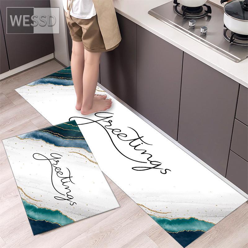 Non-slip Washable Kitchen Mats Set 2 Pieces Modern Floor Mat Home Black Rug For Living Room Bedside Mat