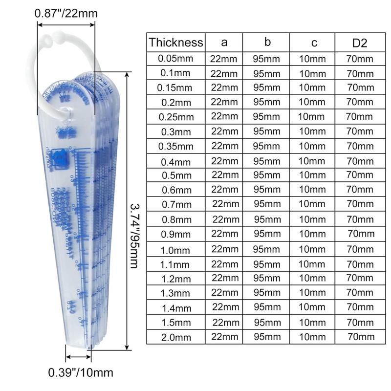 A96I-Plastic Feeler Gauge 0.05-2Mm Thickness Measuring Tools 20 In 1 Feeler Gauge For Measuring Gaps