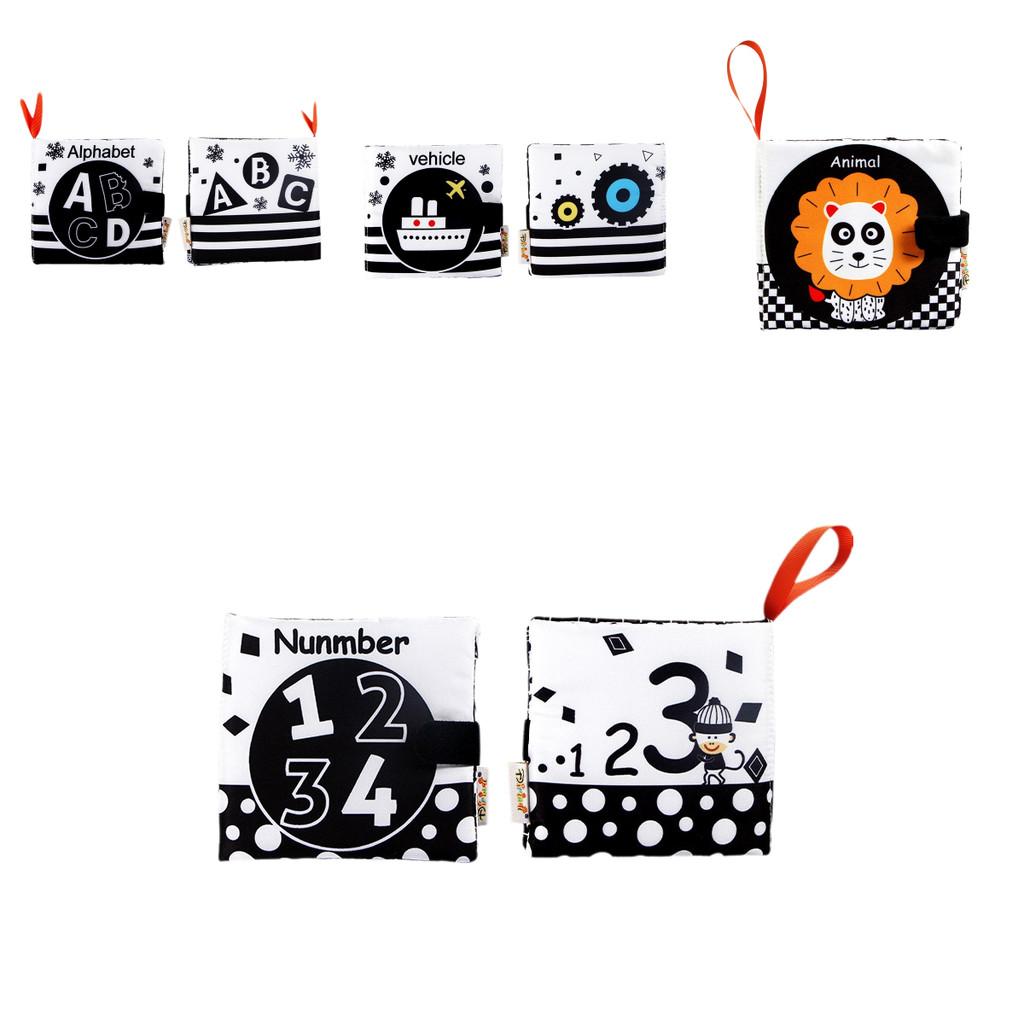 New Baby Cloth Book Black And White Number Cognitive Sound Paper Children's Early Education Book Tear-resistant Cloth Book Infant Toddler Toy