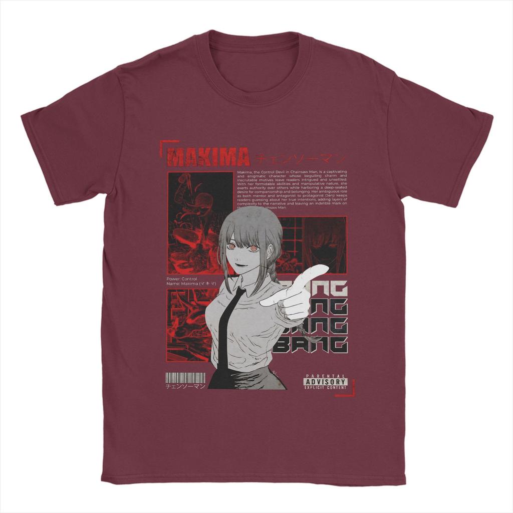 Makima Chainsaw Man Japanisches Anime-Poster T-Shirt Sommer Harajuku T-Shirts Herren Baumwolle Oversize-T-Shirts Kurzarm Vintage-T-Shirt