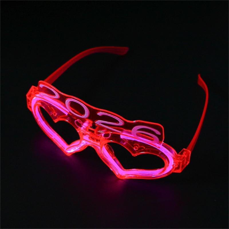 6Pcs Glowing Heart LED Glasses Night Event Party Supplies Reusable Bright Light Comfort Safe Materials