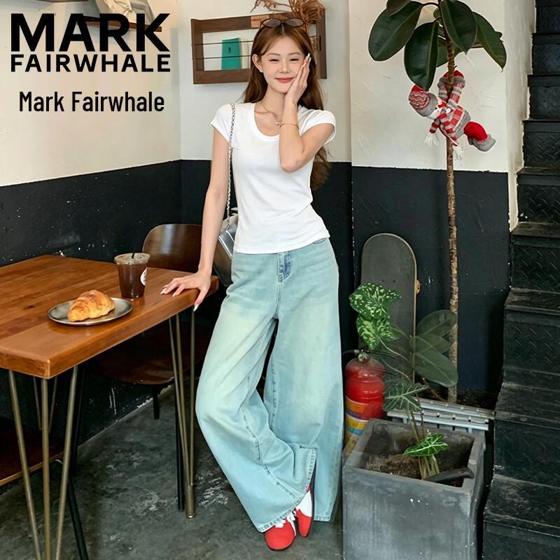 MARK FAIRWHALE Women's Summer Solid Color Short Sleeve T-shirt