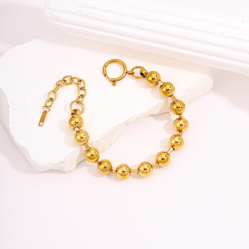 Titanium steel round bead does not fade, popular large round bead K gold , light luxury niche