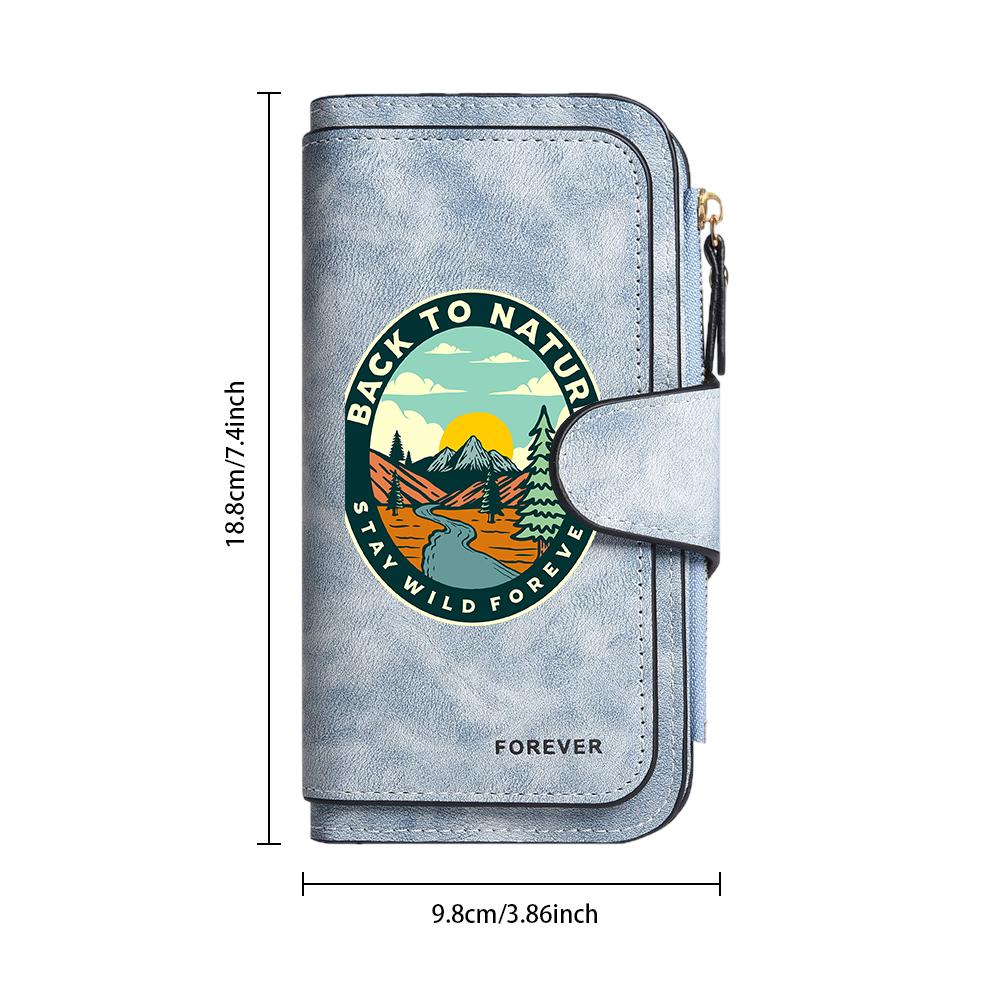 Back To Nature Long Wallet for Daily Use Card Holder Portable Purse