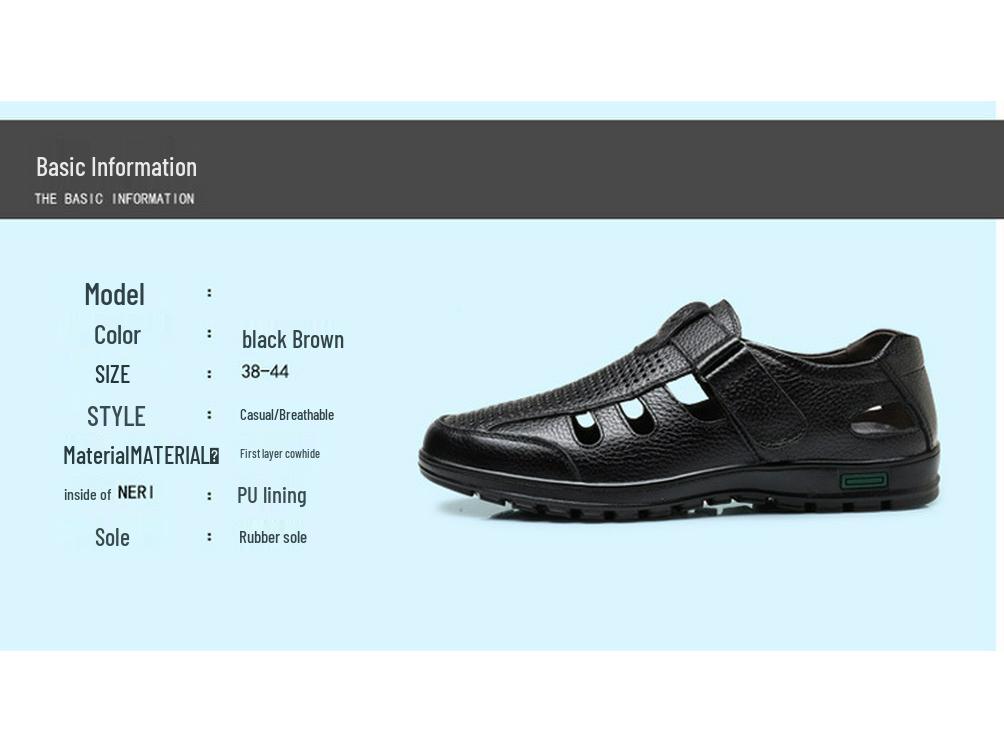 Men's Plus Size Breathable Leather Slip-on Sandals