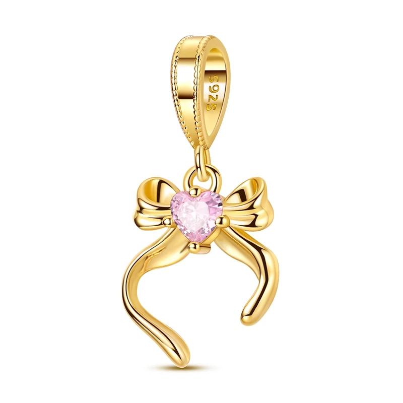 Authentic Original Copper Metal Charm Bead Component Gold Copper Metal Dual Color Bead Component Gold Passport Plane Bow Pendant Bead Components