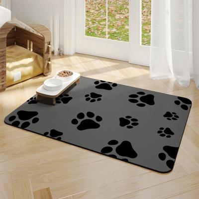 2 piezas Alfombrilla de suelo para alimentación de mascotas Absorbente de agua Fresca y antideslizante Alfombrilla especial para mascotas sin necesidad de limpiar