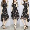 Frauen Floral Chiffon Blume Kleid Trends In Damen Elegante V-Ausschnitt Kurzarm Koreanischen Stil Sommer Kleid Weibliche Kleidung