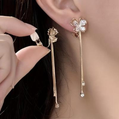 1Pair Elegant Tassel Pendant Earrings Butterfly Earclip Suitable for Daily Party Wearing Jewelry Accessories